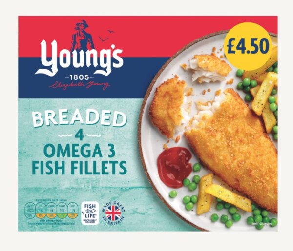 Consort Frozen Foods Ltd PM £4.50 Young's Simply Breaded 4 Fish Fillets