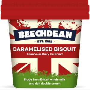 Consort Frozen Foods Ltd Beechdean ECO Caramelised Biscuit Cup - Available from Consort Frozen Foods Today Caramelised Biscuit Flavour Dairy Ice Cream with Caramelised Biscuit Flavour Ripple and Caramelised Biscuit Crumb. 