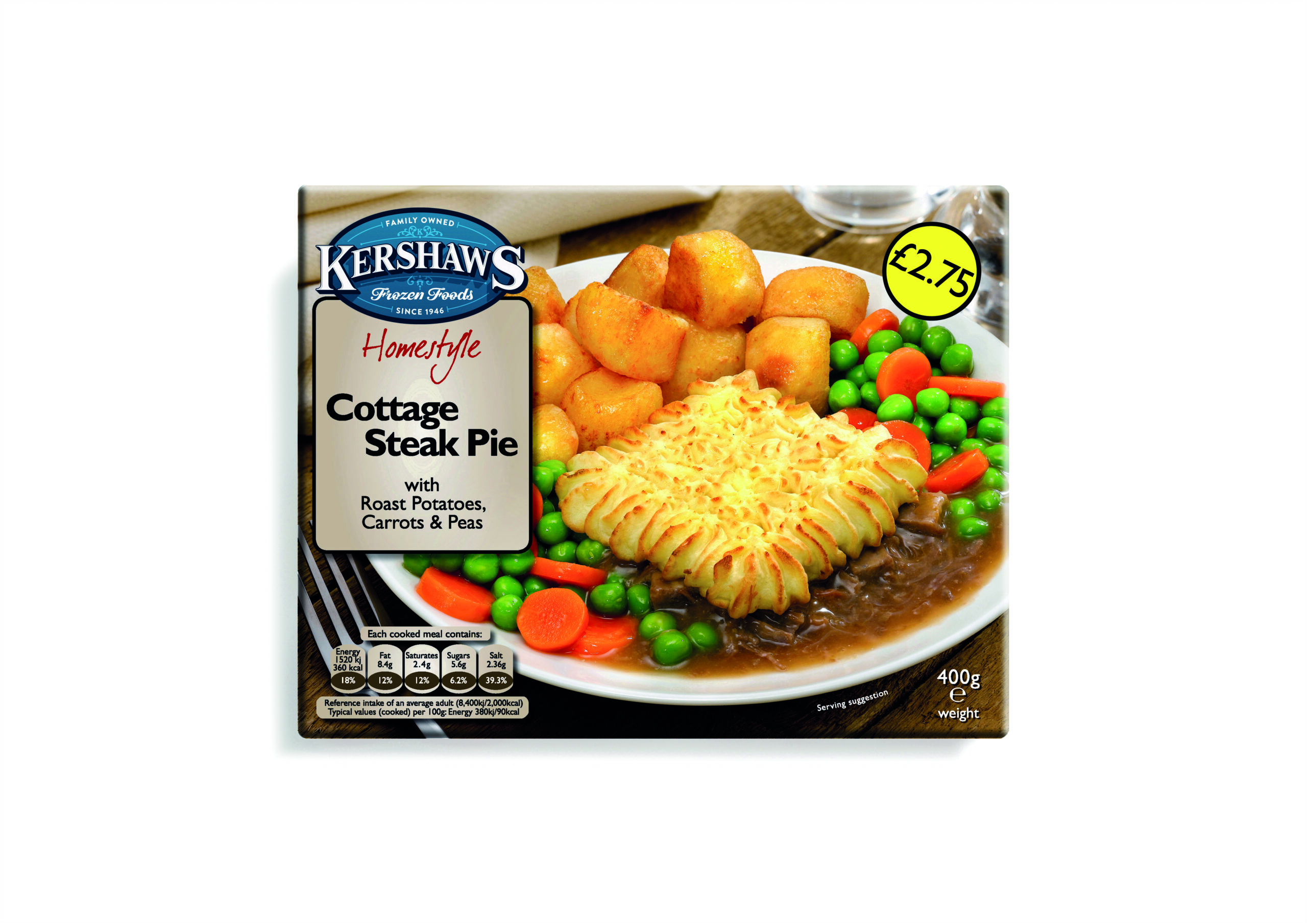 17476 PM 2.75 Kershaws Cottage Steak Pie CASE