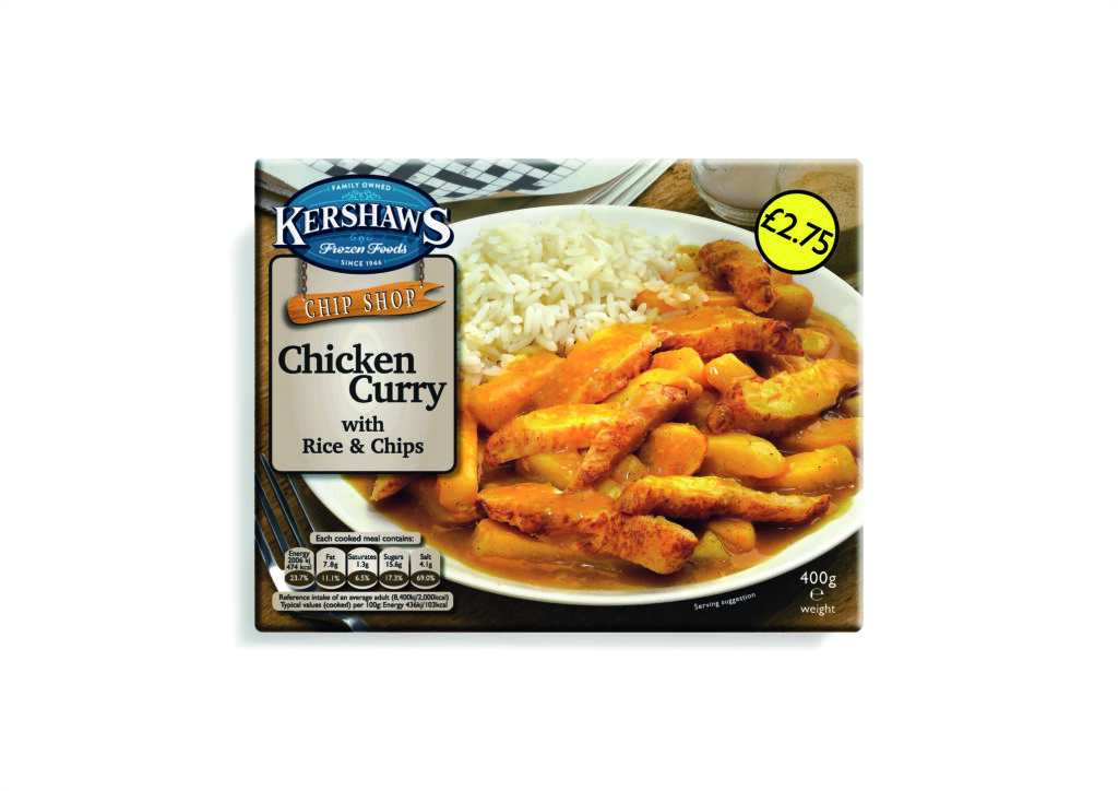 Consort Frozen Foods Ltd Kershaws Chicken Curry with Rice & Chips
