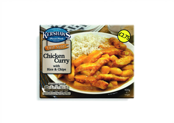 Consort Frozen Foods Ltd Kershaws Chicken Curry with Rice & Chips