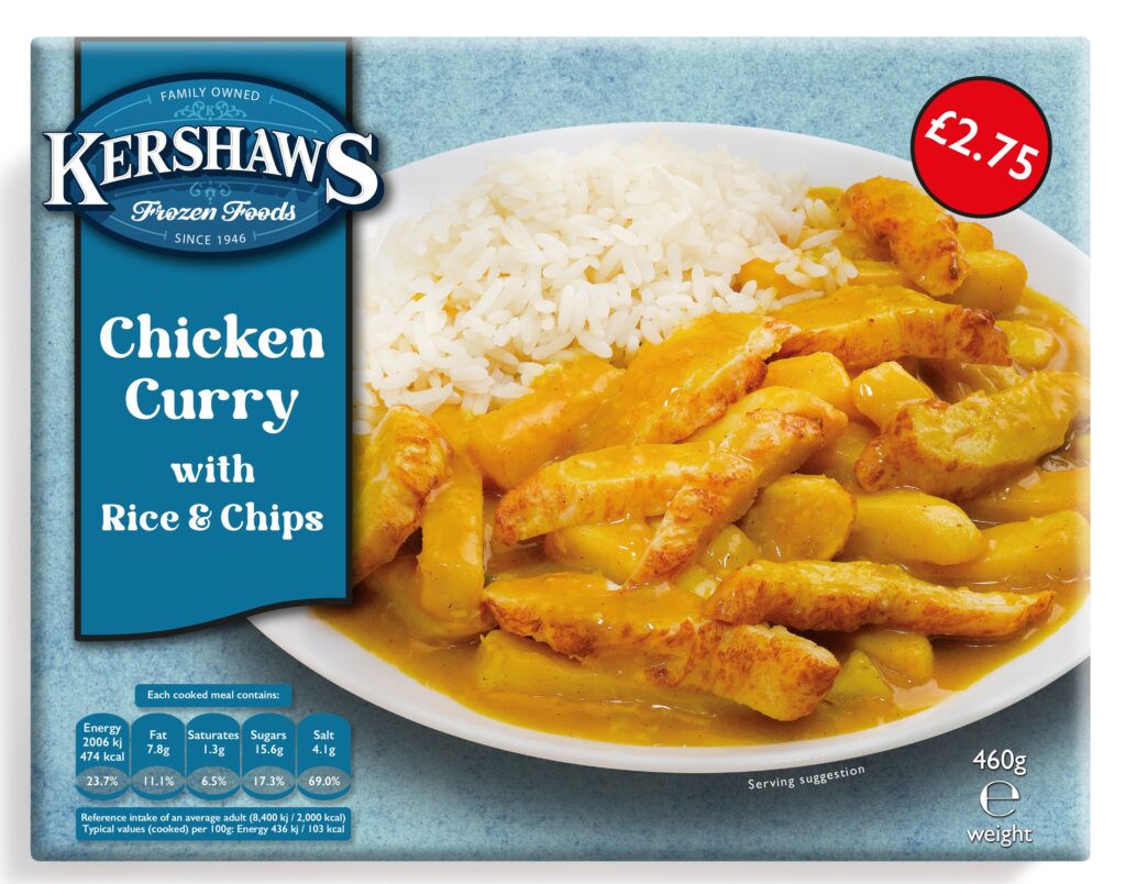 19394 PM 2.75 Kershaws Chicken Curry with Rice and Chips CASE