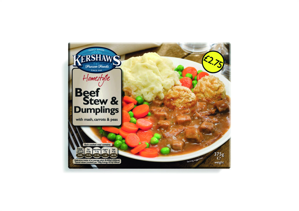 Consort Frozen Foods Ltd PM £2.75 Kershaws Beef Stew & Dumplings CASE