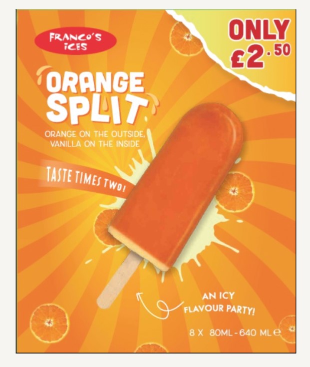 Consort Frozen Foods Ltd PM 2.50 Franco Orange Split Multipack