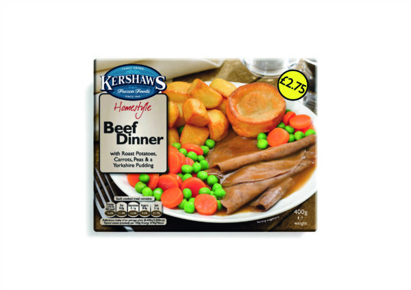 Consort Frozen Foods Ltd PM £2.75 Kershaws Roast Beef Dinner CASE
