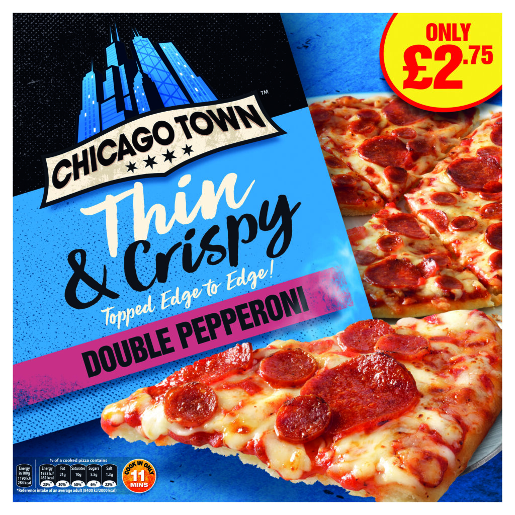 Consort Frozen Foods Ltd PM £2.75 Chicago Town Thin & Crispy Double Pepperoni Pizza