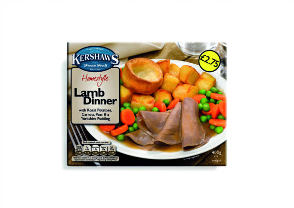 Consort Frozen Foods Ltd PM £2.75 Kershaws Roast Lamb Dinner CASE