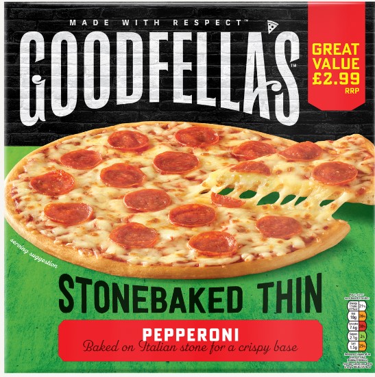 Consort Frozen Foods Ltd PM £2.99 Goodfellas Stonebaked Thin Pepperoni Pizza 