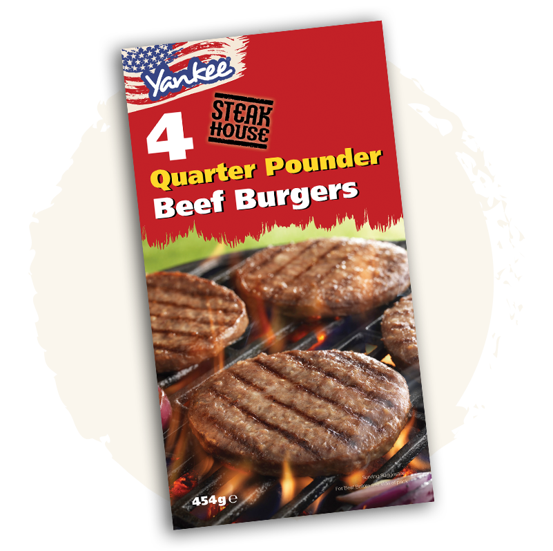 Consort Frozen Foods Ltd Yankee Quarter Pounder Burgers 4 pack