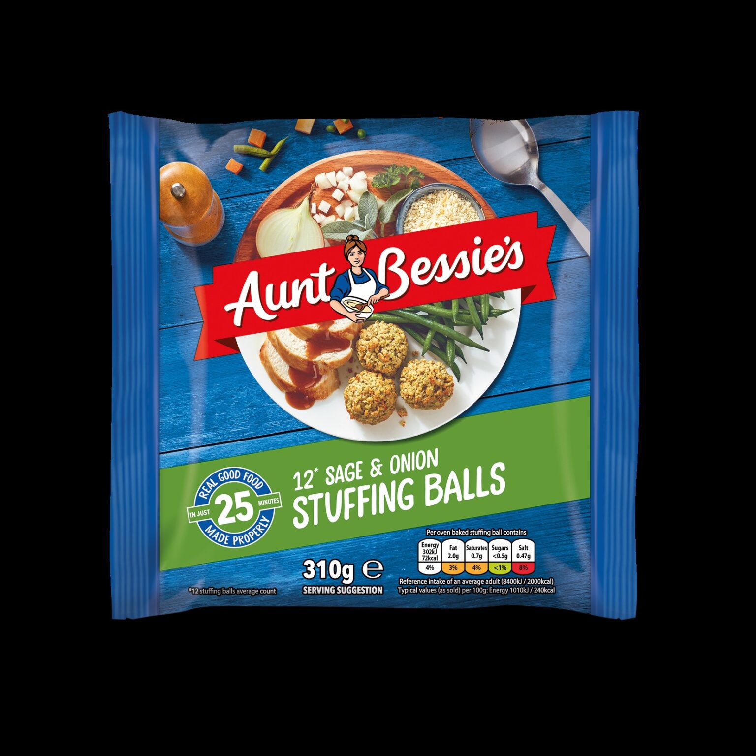 Aunt Bessies Consort Frozen Foods   78125 15340 Aunt Bessies Stuffing Balls 310g 1536x1536 