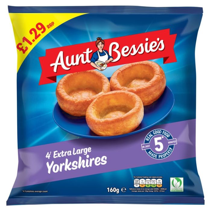 Consort Frozen Foods Ltd PM £1.29 Aunt Bessie's 4 Extra Large Yorkshire Puddings