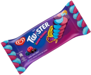 Wall's Twister Fruit Zingerrr Lemon Apple & Blueberry Flavoured Fruit Ice Lollies 4x70ml