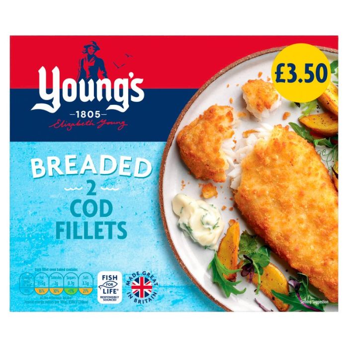 PM £3.50 Young's Breaded 2 Cod Fillets