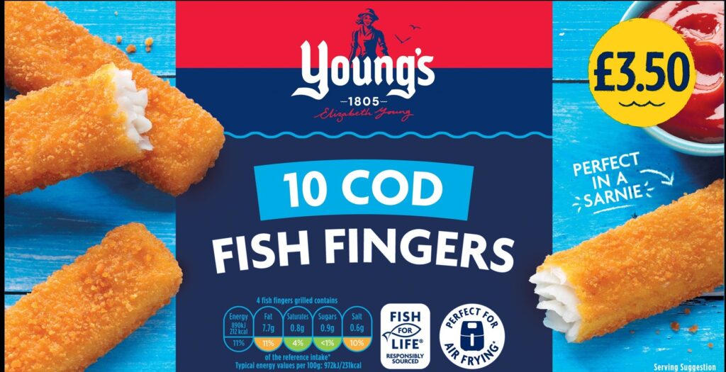 84389 PM £3.50 Youngs 10 Cod Fingers
