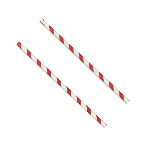 Straight Spoon Straws Paper (229x8mm/9") Red Stripe UNIT