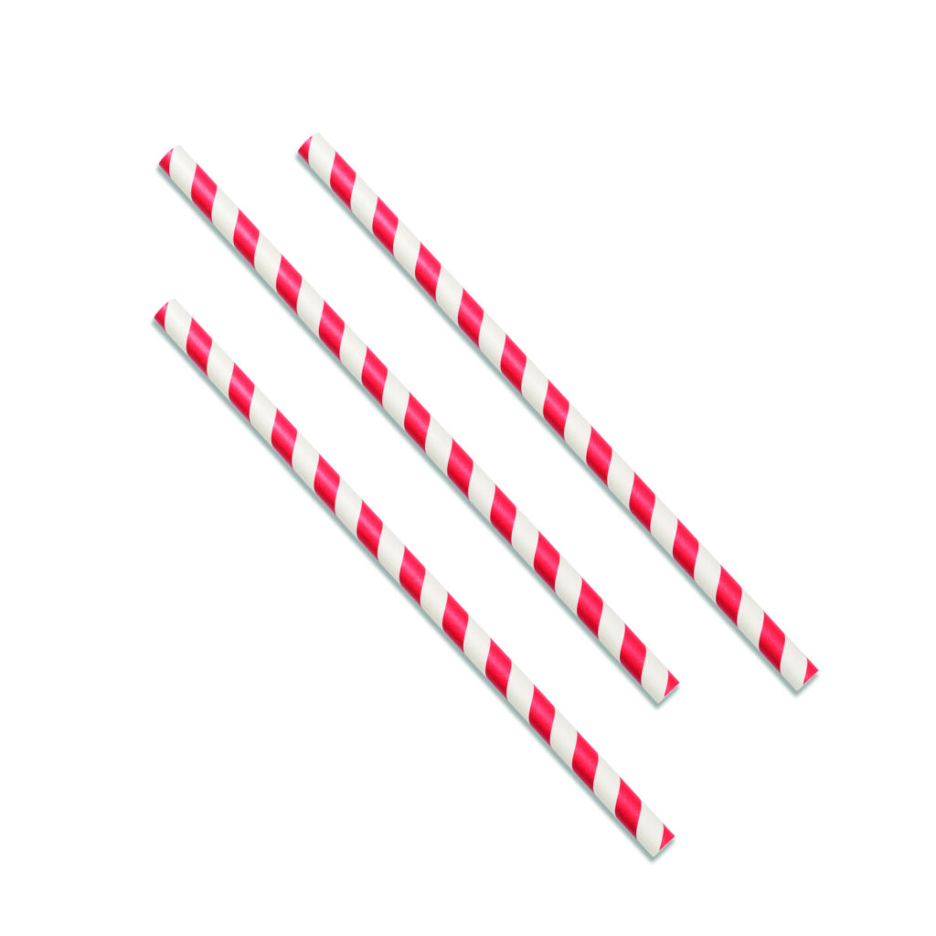 53868 Straight Smoothie Straws (200x8mm) Paper Red Stripe UNIT