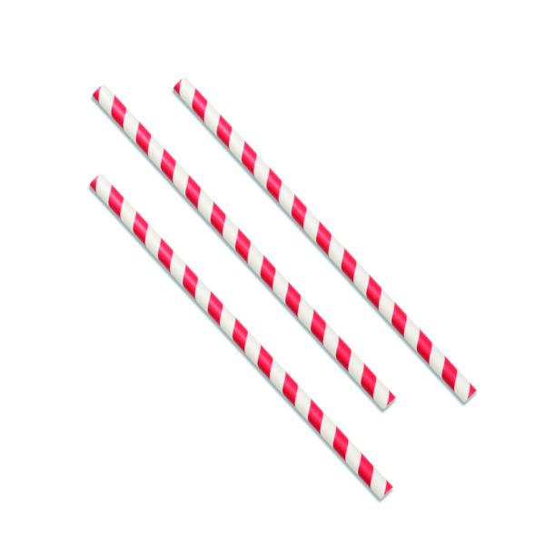 53868 Straight Smoothie Straws (200x8mm) Paper Red Stripe UNIT