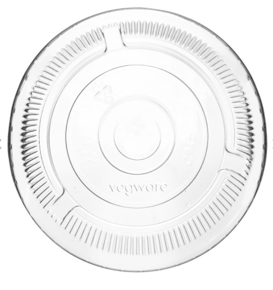 27957 Vegware 96s PLA Flat Slush Lid with Straw Slot