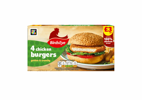 57254 PM 3.00 Birds Eye 4 Chicken Burgers