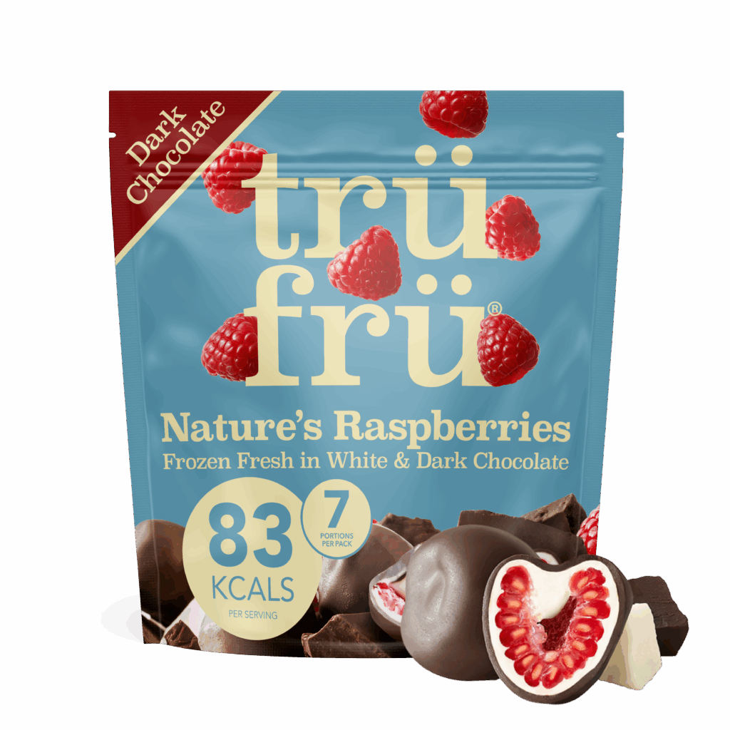 67131 TruFru Raspberries in White and Dark Chocolate