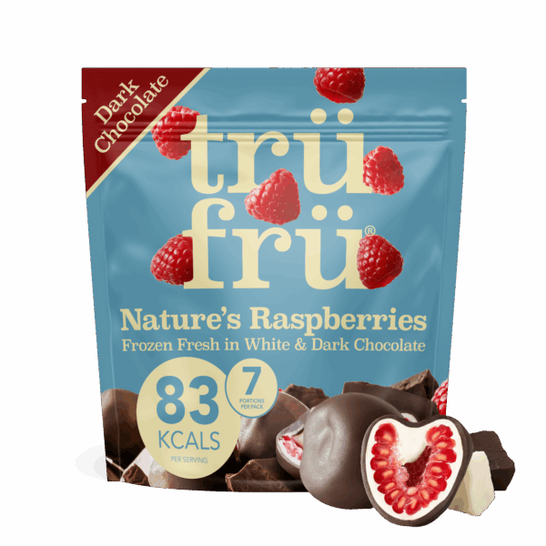 67131 TruFru Raspberries in White and Dark Chocolate
