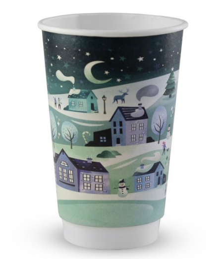 10541 Vegware 16oz XMAS Cup Green 2025 Double Wall 89s CASE
