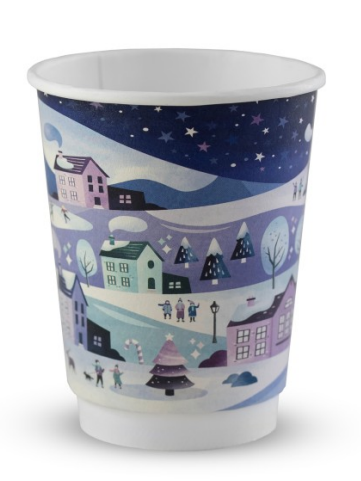 55215 Vegware 12oz XMAS Cup Blue 2025 Double Wall 89s CASE