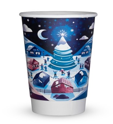 55215 Vegware 12oz XMAS Cup Blue 2026 Double Wall 89s CASE