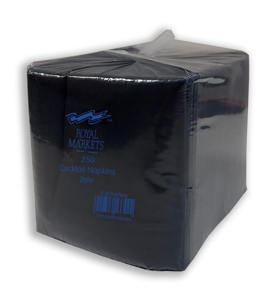 82957 Royal Market 23cm 2ply Black Cocktail Napkins