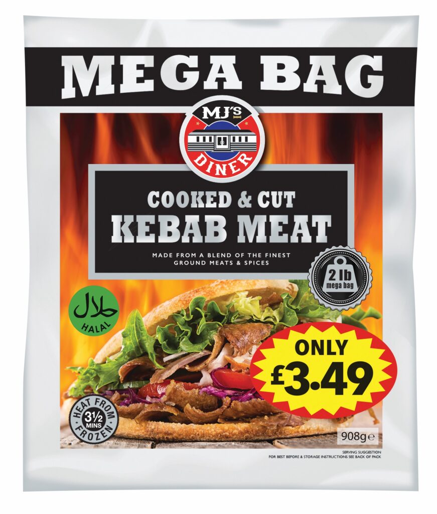48415 PM 3.49 MJs Diner Cooked Sliced Kebab Meat