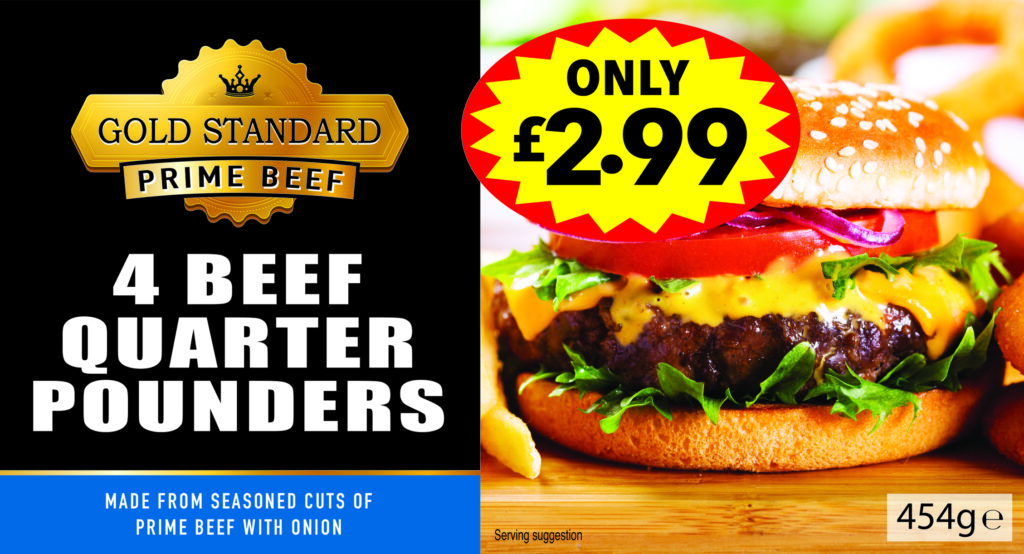 58523 PM 2.99 Gold Standard 4 Beef Quarter Pounder Burgers