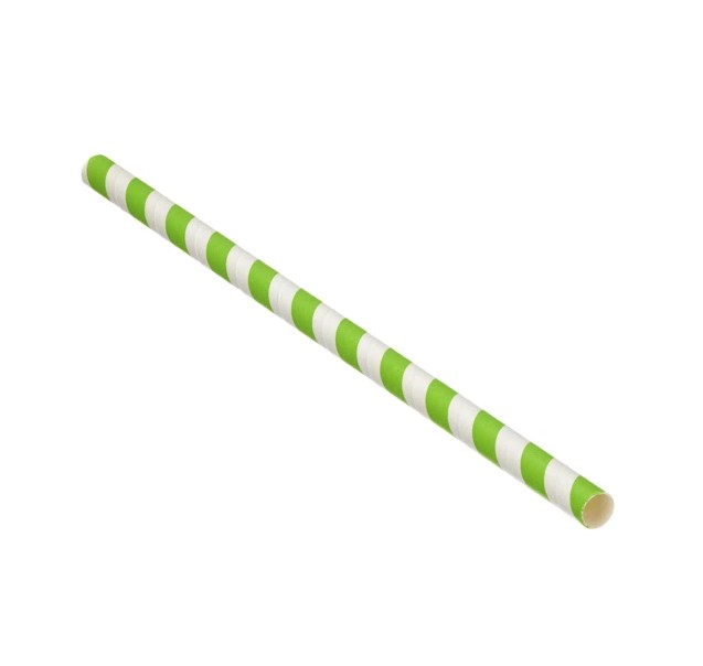 97452 GoPak Straight Paper Smoothie Slush Straws Green Stripe UNIT