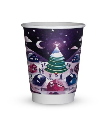 97853 Vegware 8oz XMAS Cup Purple 2026 Double Wall 79s CASE
